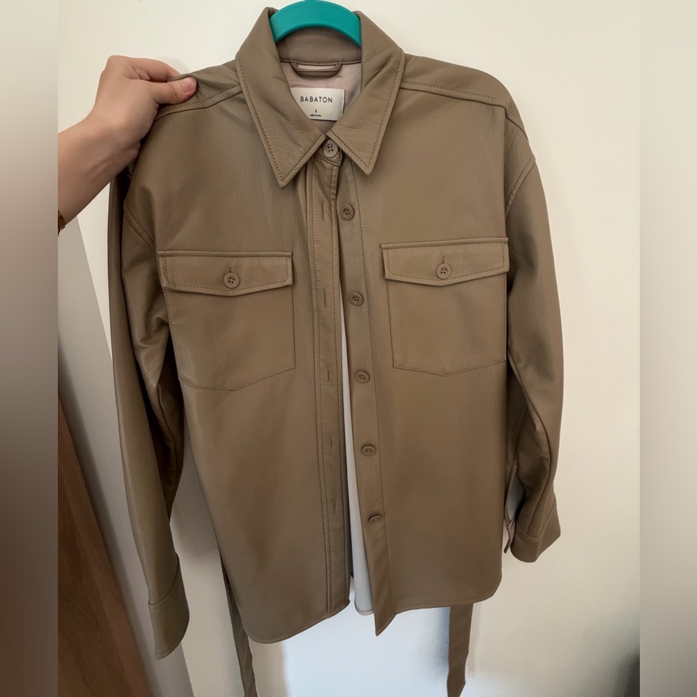 Babaton Faux Leather Shirt Jacket, Size S